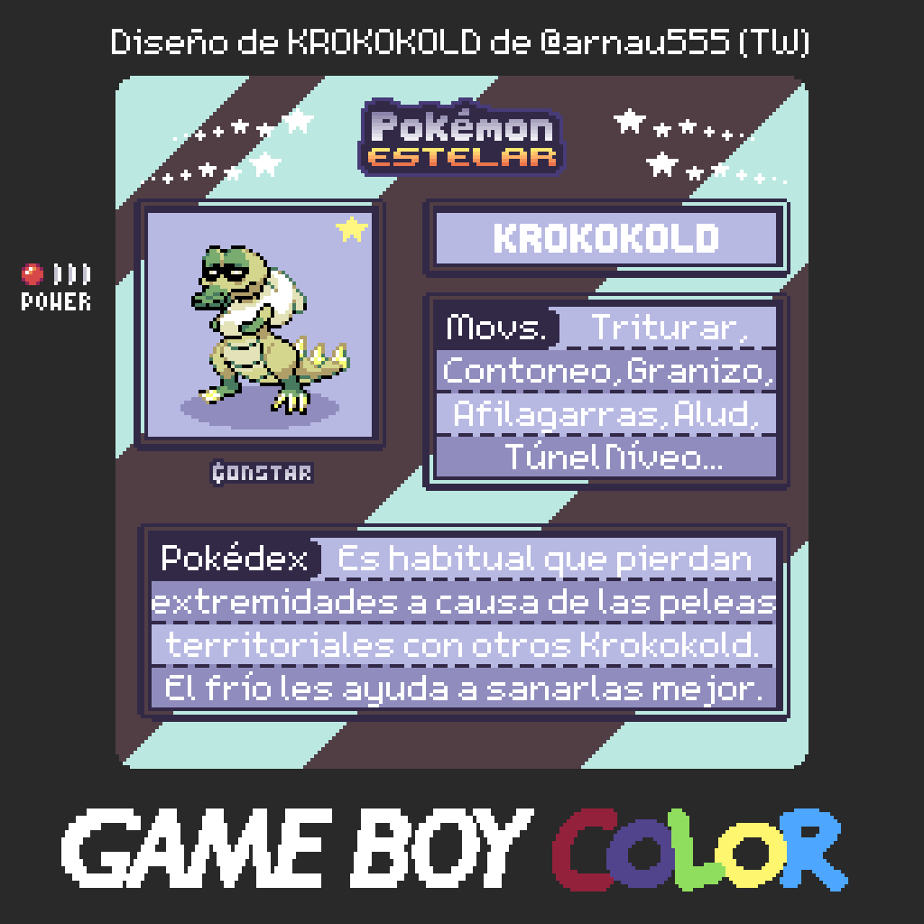Krokokold, el Pokémon Tiritones de tipo Hielo/Siniestro.

Huye si lo ves en medio de una nevada tiritando de frío, ya que así engaña a sus presas para emboscarlas.
Sólo se come lo que caza cuando se ha congelado.

Con 30 REPOSTS, conoceréis a su aterradora evolución... 🐊❄️🕶️