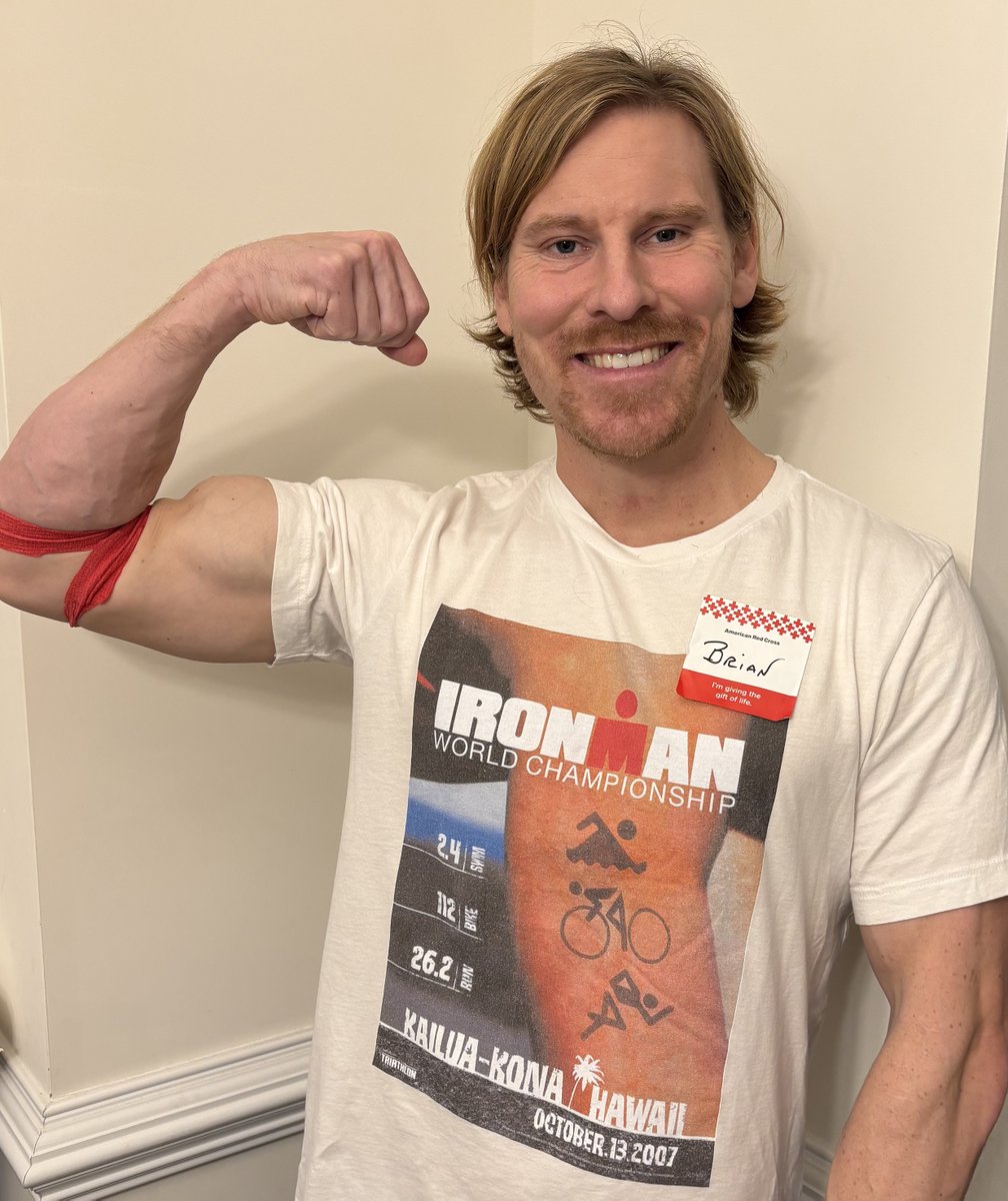 One more blood donation to reach 5 total gallons! 💪This was a special donation because I became a <a href="/RedCross/">American Red Cross</a> volunteer around this time back in 2007, just a few weeks after returning home from the Hawaii <a href="/IRONMANtri/">IRONMAN Triathlon</a> - a race I’ll never forget. 🏁#RedCross #Ironman