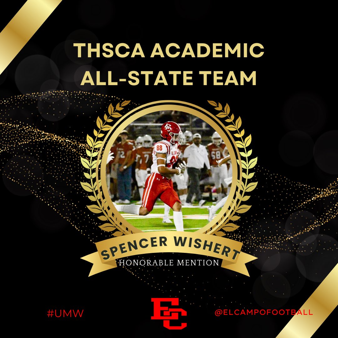 El Campo Ricebird Football (@elcampofootball) on Twitter photo Congratulations to Spencer Wishert for earning a spot on the THSCA Academic All-State Team as an Honorable Mention
#UMW <a href="/S_Wishert25/">SPENCER WISHERT 2025</a> Congratulations to Spencer Wishert for earning a spot on the THSCA Academic All-State Team as an Honorable Mention
#UMW <a href="/S_Wishert25/">SPENCER WISHERT 2025</a>