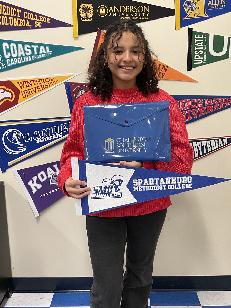 Congratulations Dulce <a href="/RNECavaliers/">Richland Northeast HS</a> acceptance <a href="/SMCSC/">SMC</a> and scholarship <a href="/CSUNIV/">Charleston Southern</a>! She's Student Body President, National Arts Honor Secretary, STAR Club and <a href="/PCA_RNE/">PCA</a> member. Plus she’s a member of the Tennis and Soccer teams! #thisiswhowearee