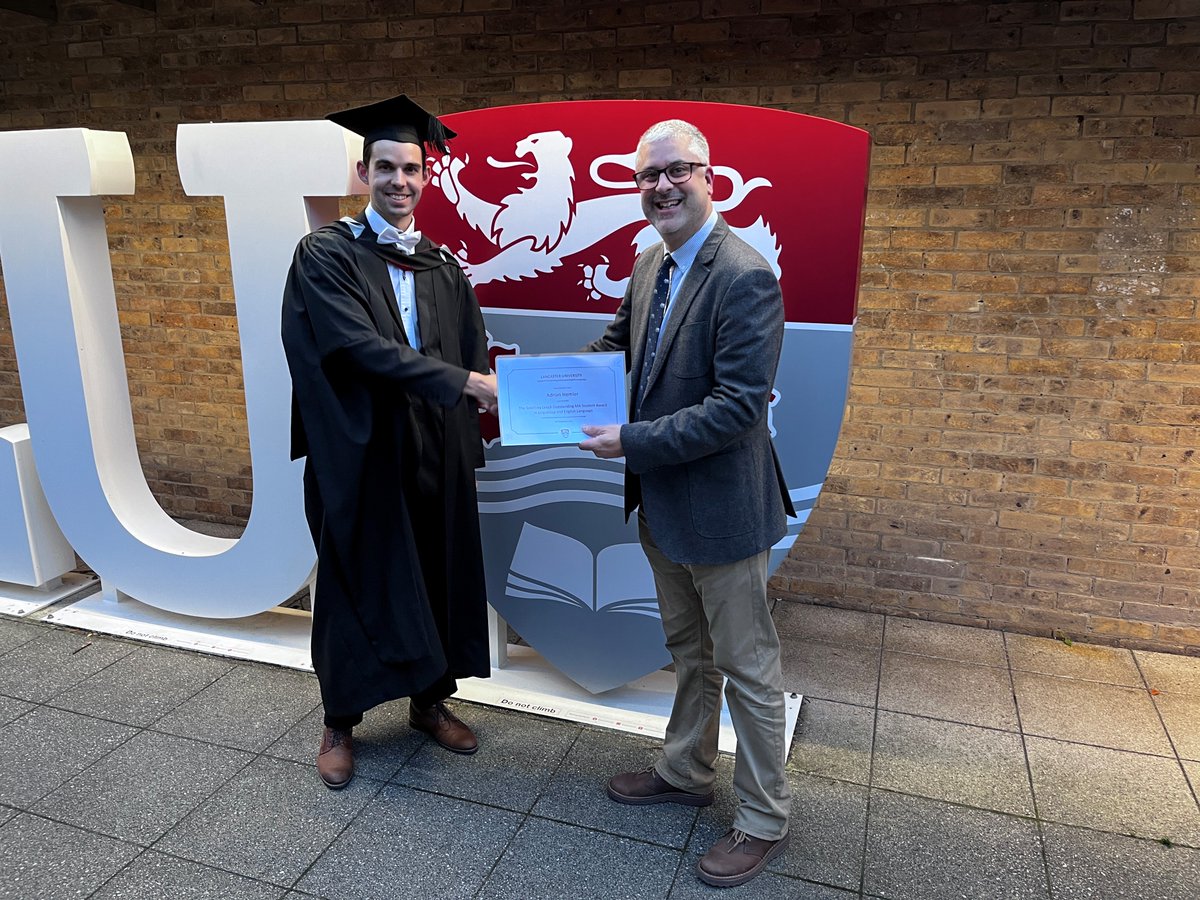 We had a wonderful time at graduation last week, where MA and PhD students from the department graduated. Adrian Hemler was awarded the Geoffrey Leech prize for highest overall MA mark.

Congratulations to all! 🎉