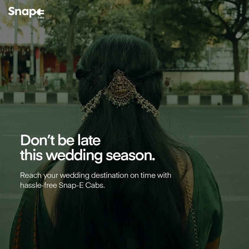 The wedding season is here. 

Reach your wedding destination on time with hassle-free Snap-E Cabs.