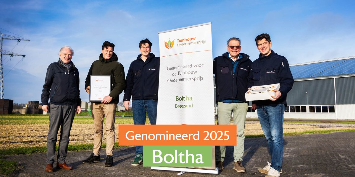 Gefeliciteerd! <a href="/BolthaBV/">Boltha</a> is de tweede genomineerde voor de Tuinbouw Ondernemersprijs 2025.

#TOPtuinbouw #tuinbouwondernemersprijs #ondernemersprijs #topondernemer #ondernemersprijs #tuinbouw