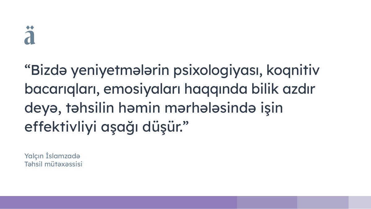 Təhsil eksperti Yalçın İslamzadənin “Mövcud təhsil sistemi şagirdlərin inkişafına necə mane olur?” mövzusunda çıxışını YouTube kanalımızda izləyə, Spotify və Apple Podcasts vasitəsilə dinləyə bilərsiniz.