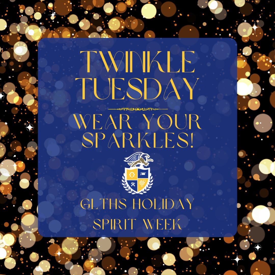GrLowellTech_HS's tweet photo. ✨ Happy Holiday Spirit Week! ✨

It's Twinkle Tuesday today! 🌟✨ Show off your sparkle—wear glitter, sequins, and anything shiny to spread holiday cheer!

Let’s make the halls shine brighter than ever! 🌟 #GLTHS #HolidaySpiritWeek #SparkleAndShine https://t.co/eRUbGdOavE
