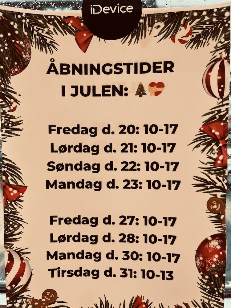 iDevicedk's tweet photo. Åbningstider i Julen for Møn. https://t.co/yCJbbHzYBJ