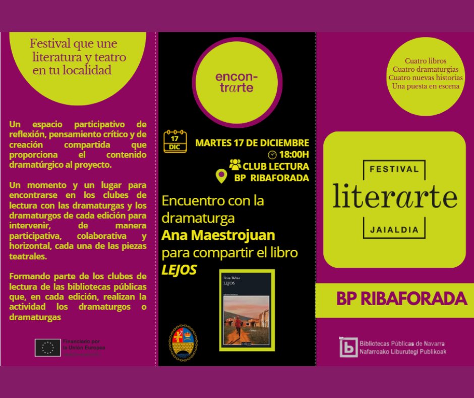 BRibaforada's tweet photo. 📷Hoy, Martes 17 de Diciembre, la BP #Ribaforada atenderá al público hasta las 17:45h debido al encuentro con #Literarte
#culturanavarra #libros #actividades #clubdelectura https://t.co/IL2UsOEOAm