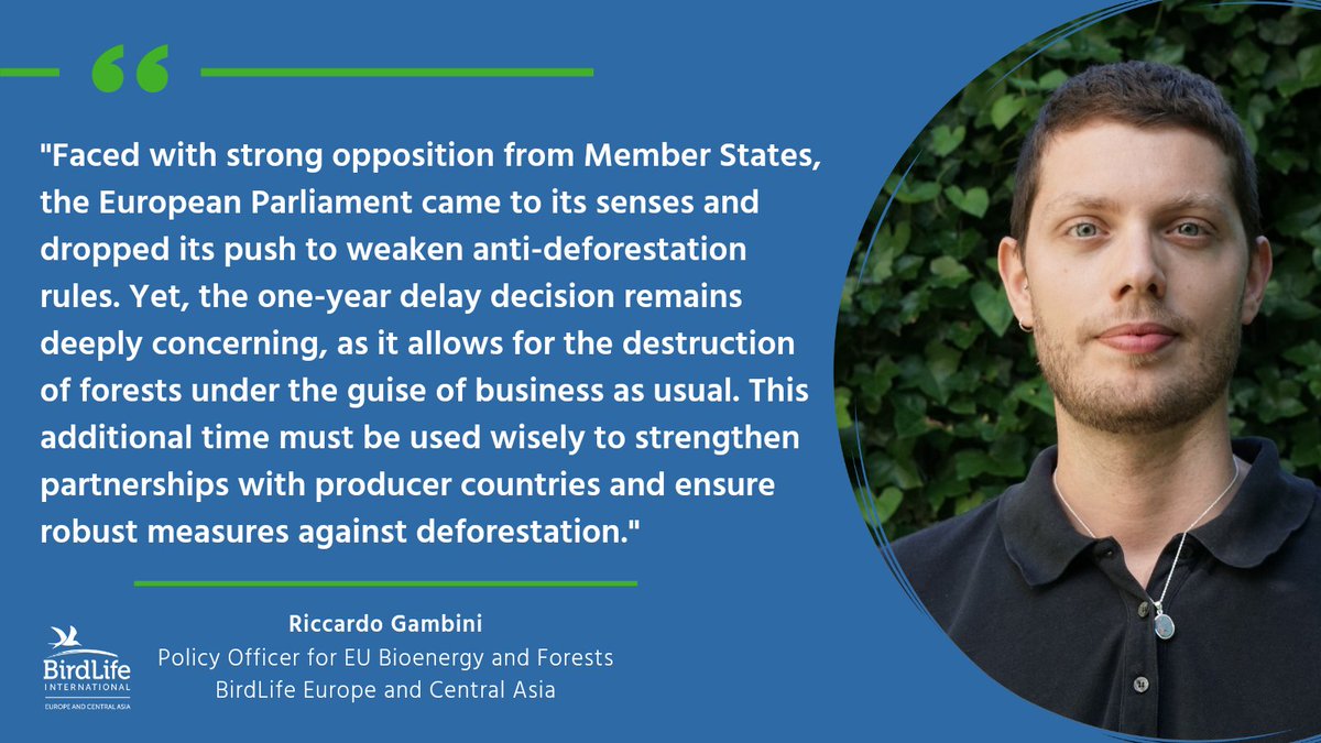 🚨 European Parliament adopted the one-year delay on EU #Deforestation Regulation today.

After the amendments proposed by the EPP were dropped during negotiations, the core of this fundamental legislation was preserved in today's vote.

However, this unjustified delay still