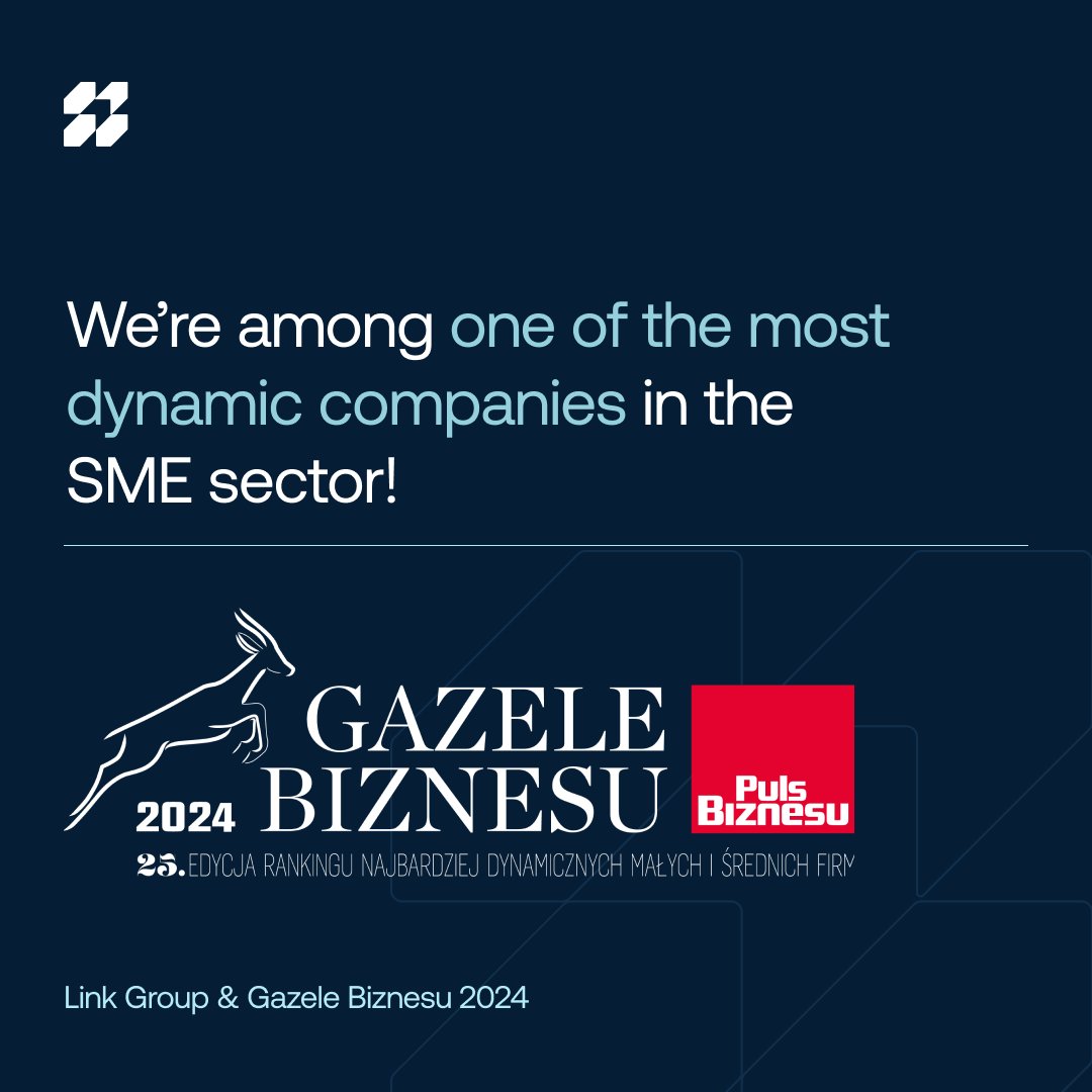 LinkGroup_co's tweet photo. We rush out with incredible news! Link Group has been recognized as one of the most dynamic Polish companies in the SME sector in the 25th edition of the Gazele Biznesu 2024 ranking!

Here are some stats:

✅ Compared to the results from three years ago, our revenue has increased by +120M PLN.

✅ Over the last three years, we have more than tripled the size of our team.

✅ Compared to the year before, our revenue has increased by over 50%, achieving a total growth of 367.76%.

✅ This is the 3rd consecutive year we’ve been honored with this prestigious distinction.

At Link Group, we remain committed to innovation, expansion, and building strong partnerships. Thank you for being part of our success. Here’s to another year of growth, collaboration, and excellence!

See more: https://t.co/giCGnUyPSB.

@puls_biznesu #awards #technologypartner