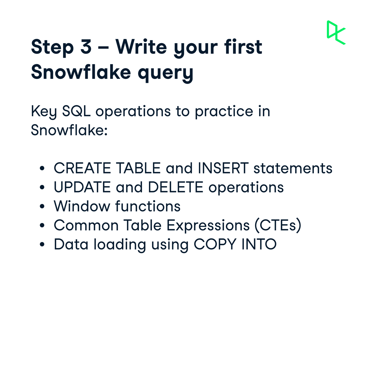 DataCamp's tweet image. 🌟 It's Snowflake season!  ❄️ 

Our End of Year Promo gives you 50% off all learning. 🎉

Dive into Introduction to Snowflake and build essential cloud data skills.

Start now 👉 ow.ly/Npjo50UorBI

Don't miss out!

#DataCamp #Snowflake #CloudData #EndOfYearPromo