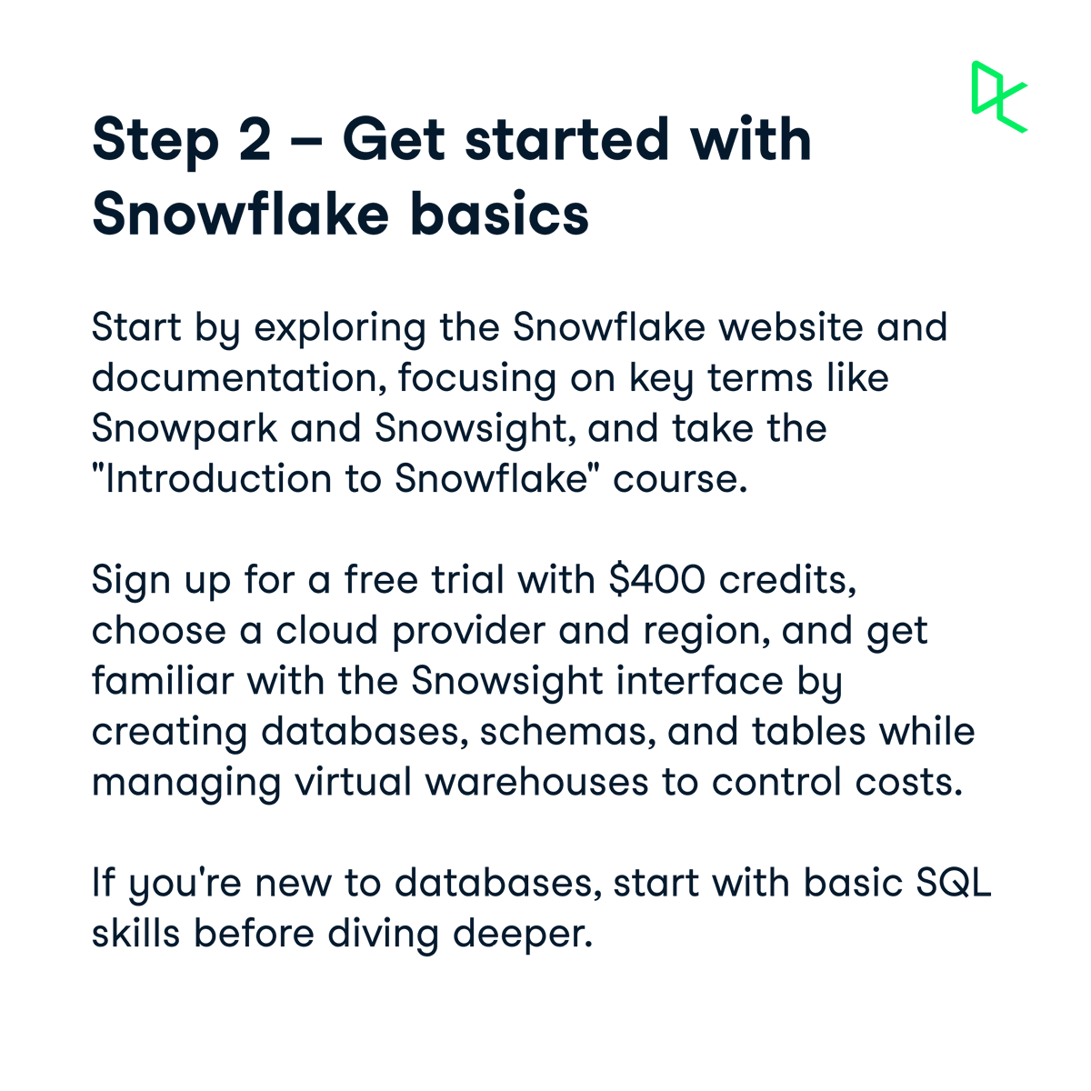 DataCamp's tweet image. 🌟 It's Snowflake season!  ❄️ 

Our End of Year Promo gives you 50% off all learning. 🎉

Dive into Introduction to Snowflake and build essential cloud data skills.

Start now 👉 ow.ly/Npjo50UorBI

Don't miss out!

#DataCamp #Snowflake #CloudData #EndOfYearPromo