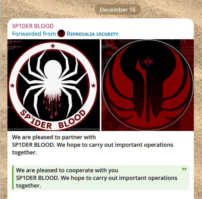 PJ04857920's tweet photo. #Update the group «Sp1der Blood» joined the Op! The group recently forged alliances with «Keymous+» and «Represalia Security» https://t.co/lFYwiXWLKM