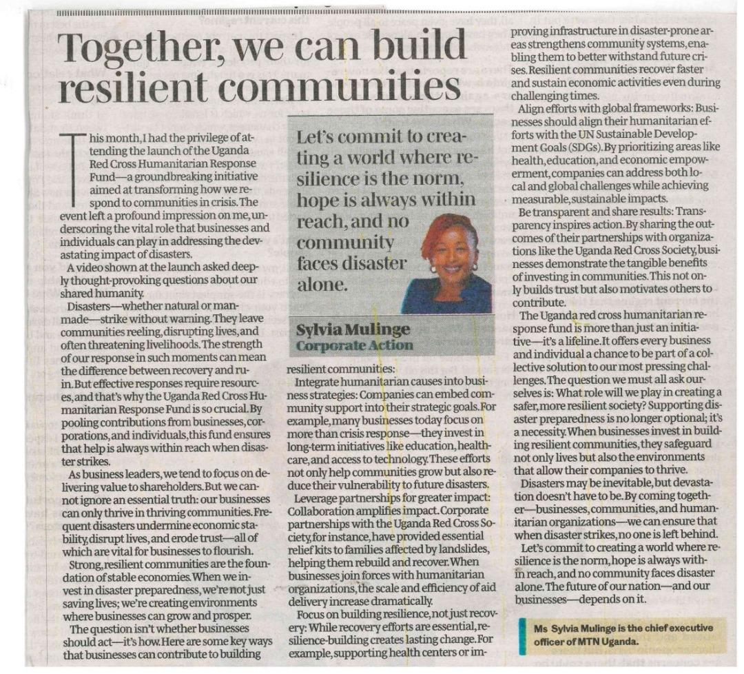 Uganda Red Cross Society (@ugandaredcross) on Twitter photo "Together, we can build resilient communities" - writes - MTN Uganda's CEO <a href="/sylmulinge/">Sylvia Mulinge M.B.S</a>
#HumanityNeedsYou
#SavingLives
<a href="/mtnug/">MTN Uganda</a> <a href="/robert_kwesiga/">Robert Kwesiga</a> "Together, we can build resilient communities" - writes - MTN Uganda's CEO <a href="/sylmulinge/">Sylvia Mulinge M.B.S</a>
#HumanityNeedsYou
#SavingLives
<a href="/mtnug/">MTN Uganda</a> <a href="/robert_kwesiga/">Robert Kwesiga</a>