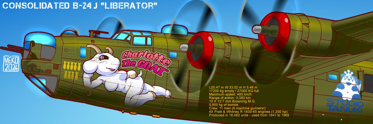 studio_tanuki_'s tweet image. Here&apos;s my illustration that I&apos;ve wanted to do for a long time, in homage to the brave heroes of WW2 who saved us from Nazism. ultimately I&apos;m not going to delete the &quot;B17 post of shame&quot;, it will remain as a lesson for me. But here&apos;s the update! #b24 #liberator #studiotanuki…