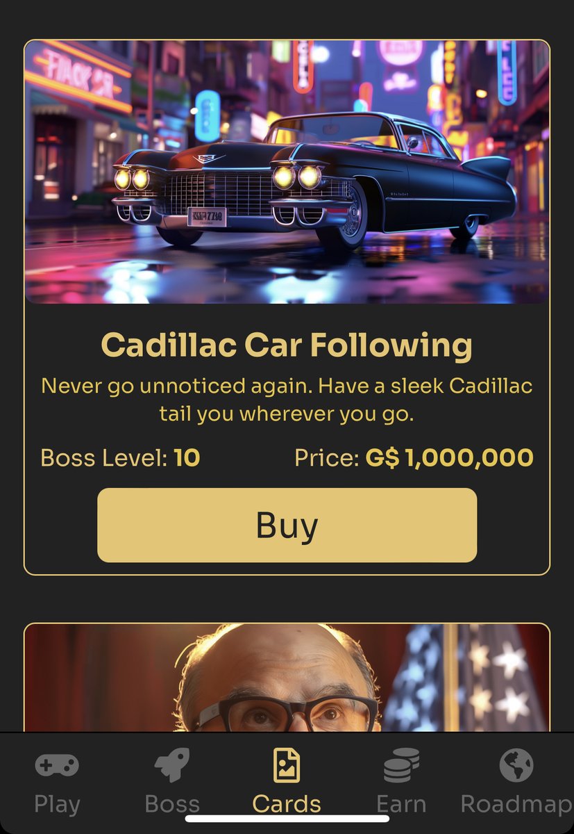 Never go unnoticed again. A sleek Cadillac tailing you wherever you go? Pure power, pure style.
🔥 Boss Level: 10
💰 Price: G$ 1,000,000

You in? Hit Buy and ride in style. 🕶️
Play now: t.me/gangster_games…

#GameLife #CadillacFlex #BossMoves #telegramminiapps #web3 #TON