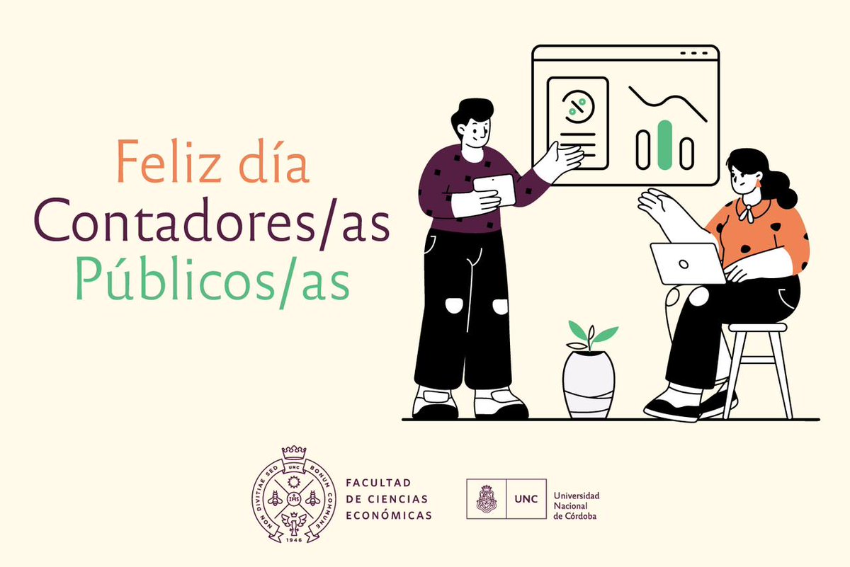 🥳 ¡Felicidades en su día! 👏
Aprovechamos esta oportunidad para saludar a quienes estudian, enseñan y/o se dedican al ejercicio profesional de la contabilidad y las finanzas en organizaciones públicas y privadas.

Compartí y etiquetá a tus #ColegasFCE