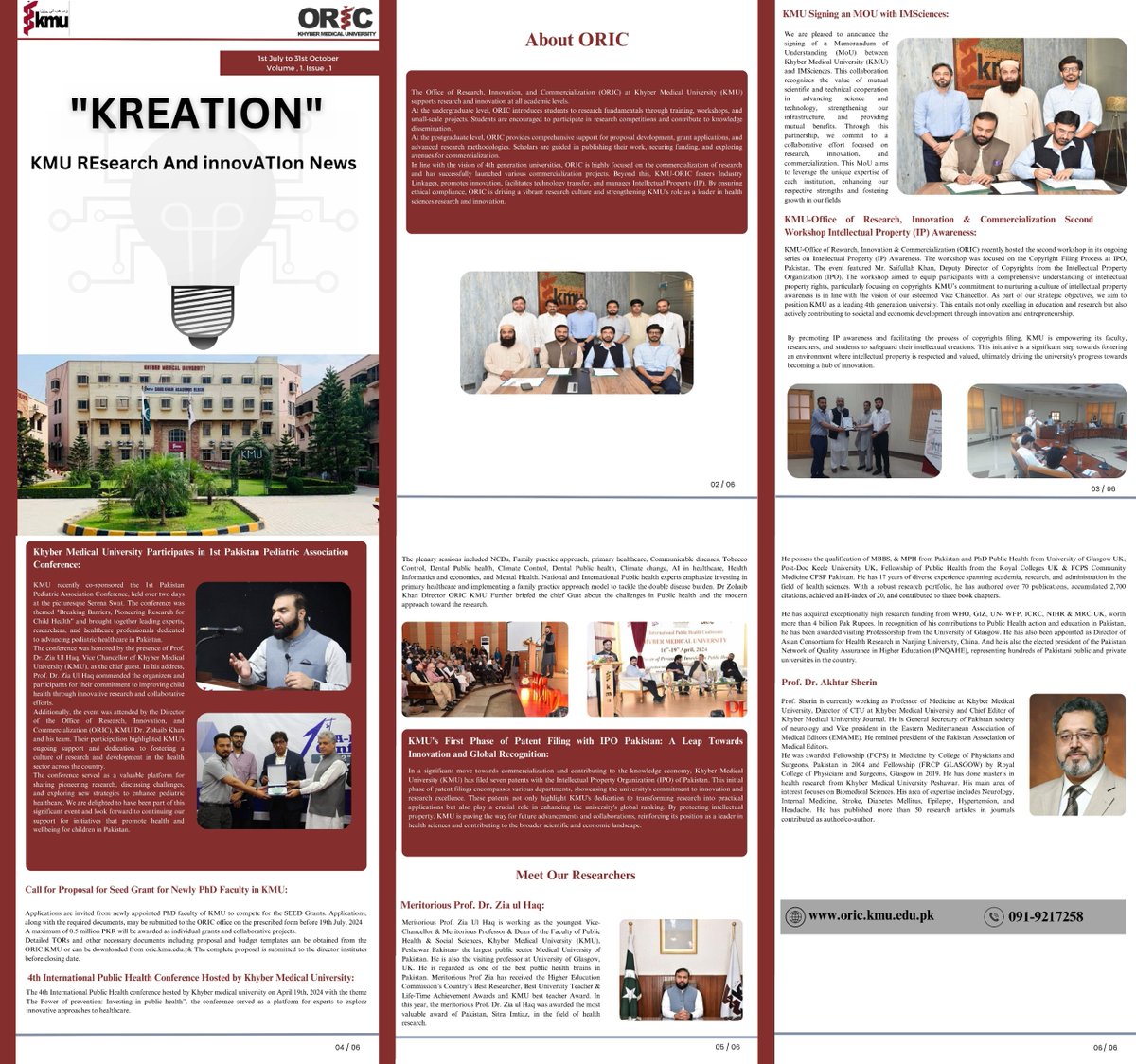 ResearchKMU1's tweet photo. 📚Proud to launch Issue 1 of #KREATION (https://t.co/0SjHWRScGq) - where #innovation meets excellence at @kmuofficial_
Featuring our latest #research #milestones, international #collaborations, and the brilliant #minds driving #healthcare innovation forward. https://t.co/QZlLdxz03P