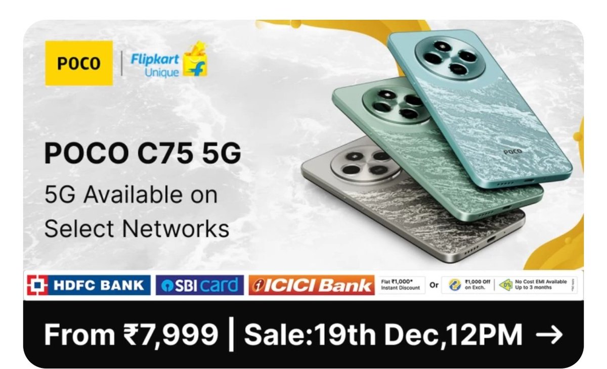 tsaikumar1989's tweet photo. #POCOC755G launched today in India

6.88" HD+ 120Hz LCD display
Side mounted FPS
600nits
SD 4s Gen 2
LPDDR4x UFS 2.2
5160mAh + 18W
50MP Sony rear📸 
5MP🤳
Android 14 (2+4 Years)
IP52
8.22mm
205g
4GB+64GB: Rs 7,999
Sale date: 19th December, 12PM
@IndiaPOCO 
@Himanshu_POCO
#LitAF🔥 https://t.co/4E06Wq8NZn