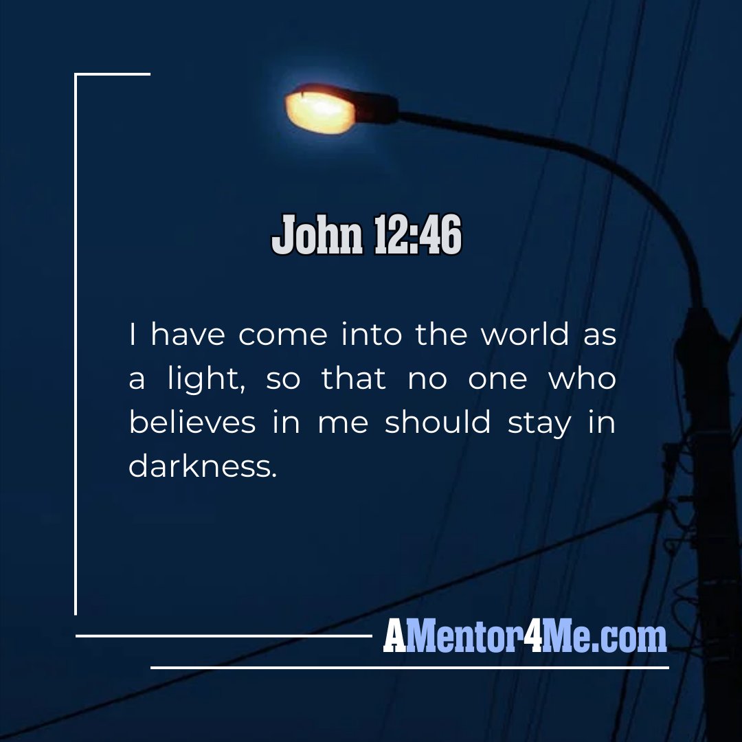 AMentor4Me's tweet image. I have come into the world as light, so that whoever believes in Me may not remain in darkness. 🌟 
Will you walk in His light today? 

#John1246 #LightOfTheWorld #WalkInLight #HopeInChrist #FaithInJesus #NoMoreDarkness #SavedByGrace