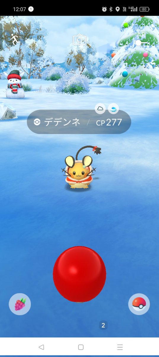 おさんぽお香からデデンネ！
冬仕様の背景めっちゃ可愛い❤️
#ポケモンGO