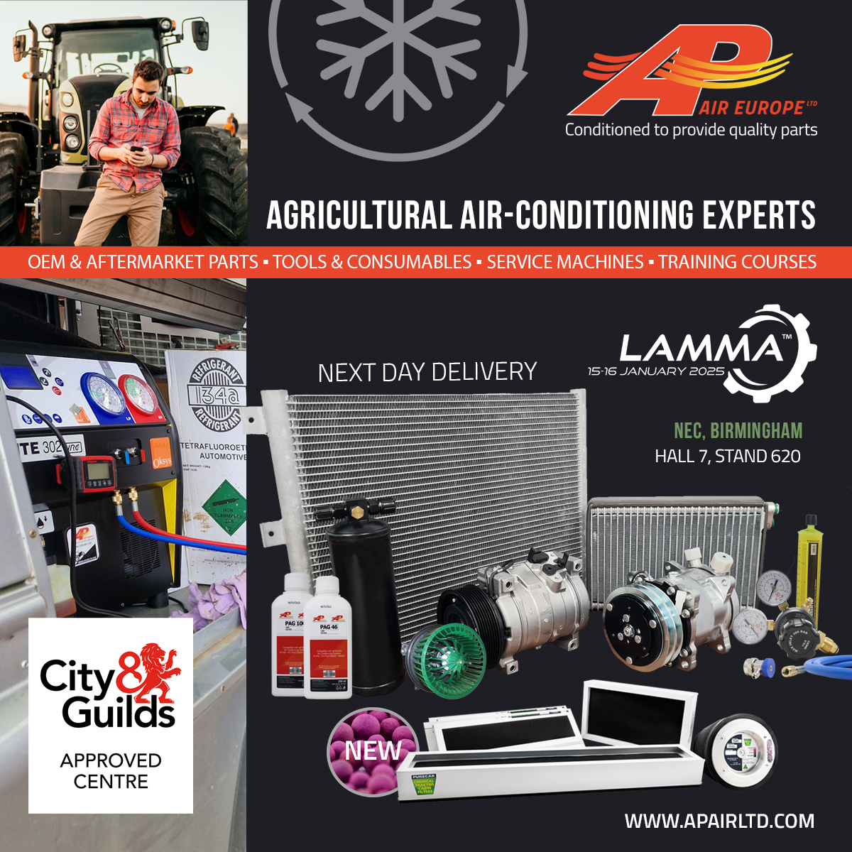 🚜❄️We’ve got #agricultural #airconditioning solutions for everyone!
🔧 #OEM &amp; #aftermarket #ACparts for 100+ Ag machine brands
🧰  #R134A &amp; YF #Oksys &amp; #CTR #chargingstations (supply-install-service-repair) 
🎓 #CityandGuilds #Fgas training
See us at📍<a href="/lammashow/">LAMMA Show</a> 7.620 15-16 Jan