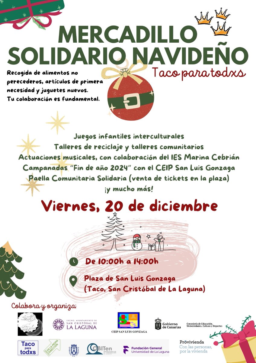 Mercadillo Solidario Navideño. 
#TacoUnSentimiento