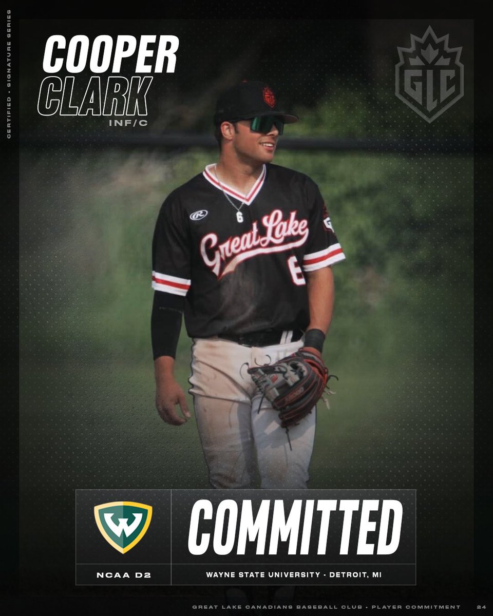 GLCanadians's tweet photo. Congrats to GLC INF/C Cooper Clark (@CoopClark06) on his commitment to Wayne State (@waynestbaseball). #glccommit🍁 https://t.co/ILvmYkkEyP