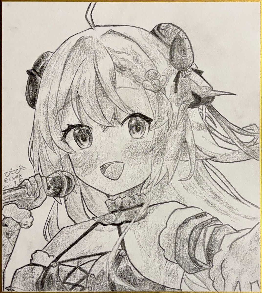 bb8xillustrator's tweet photo. #つのまきあーと
 #角巻わため 
 #鉛筆画 
 #拡散希望 
文化祭1週間前徹夜シリーズ第3弾!
ｼﾞﾝｷﾞs(((わためだよーーーーー!
色紙(50枚ストック)を使い切ったので買い足したら思ったよりゴツゴツしたやつだったの残念……
いつかリベンジしたい! https://t.co/6aP0vk1DB3