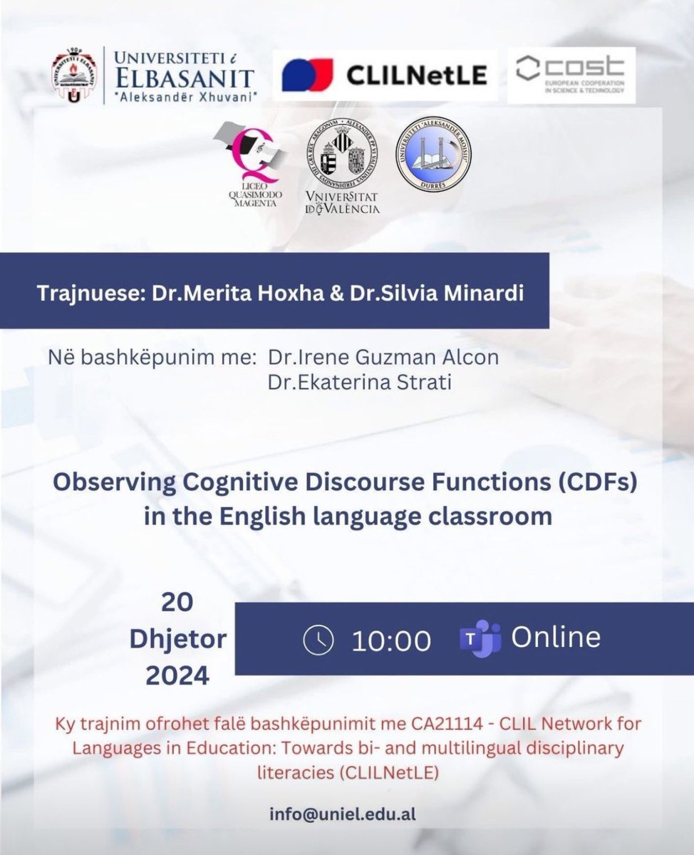 On Friday we’ll be starting this new project with colleagues from Albania and Italy <a href="/clilnetle/">CLILNetLE</a>