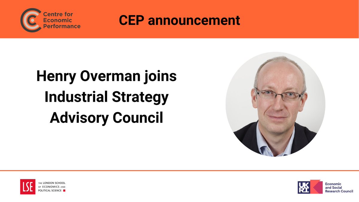 Centre for Economic Performance (@cep_lse) on Twitter photo Congratulations! to <a href="/henryoverman/">Henry G Overman</a> on being appointed to the Industrial Strategy Advisory Council.
@lsenews @lsegeography
cep.lse.ac.uk/_new/NEWS/abst⦠Congratulations! to <a href="/henryoverman/">Henry G Overman</a> on being appointed to the Industrial Strategy Advisory Council.
@lsenews @lsegeography
cep.lse.ac.uk/_new/NEWS/abstā¦