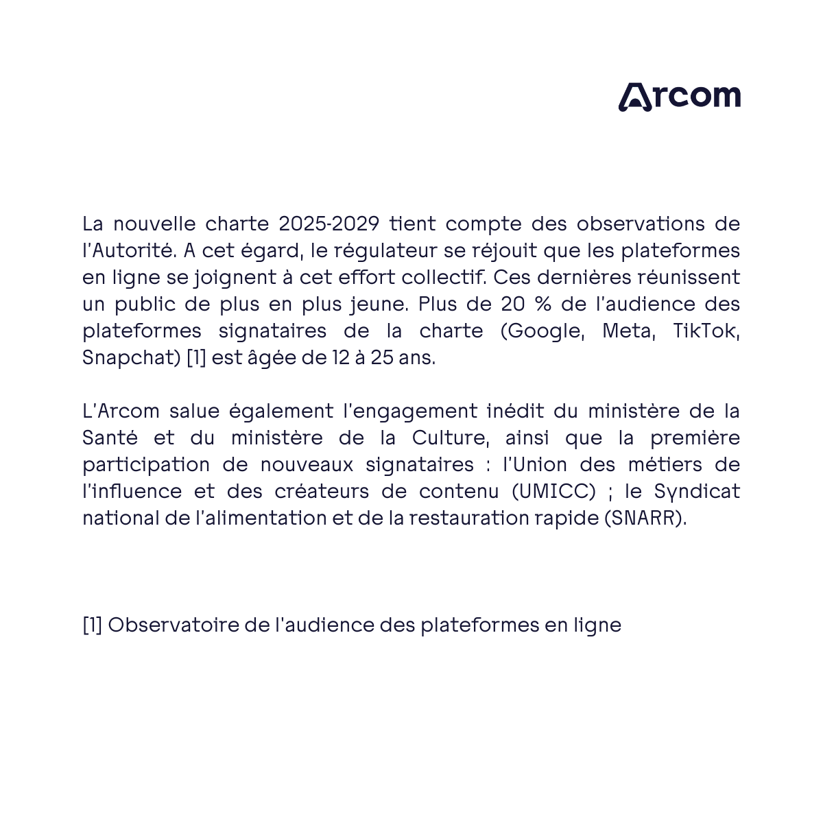 Arcom_fr's tweet photo. 🔈 #SantéPublique | Signature d’une nouvelle charte alimentaire 2025-2029 🔽

Le communiqué de presse : https://t.co/rlZv5Rm3vL