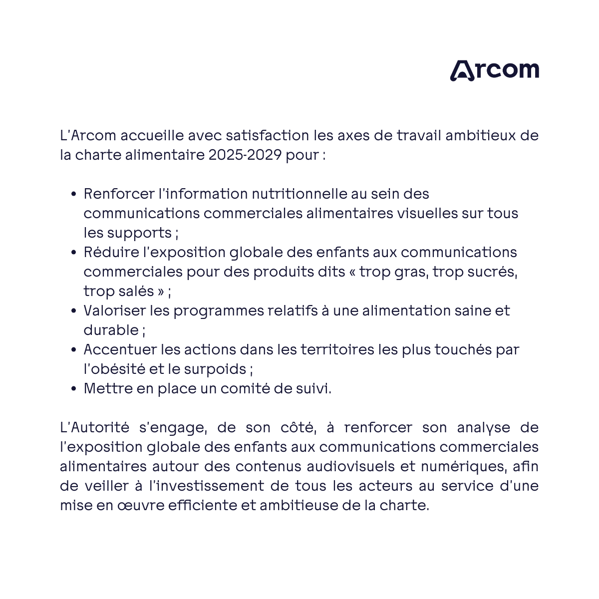 Arcom_fr's tweet photo. 🔈 #SantéPublique | Signature d’une nouvelle charte alimentaire 2025-2029 🔽

Le communiqué de presse : https://t.co/rlZv5Rm3vL