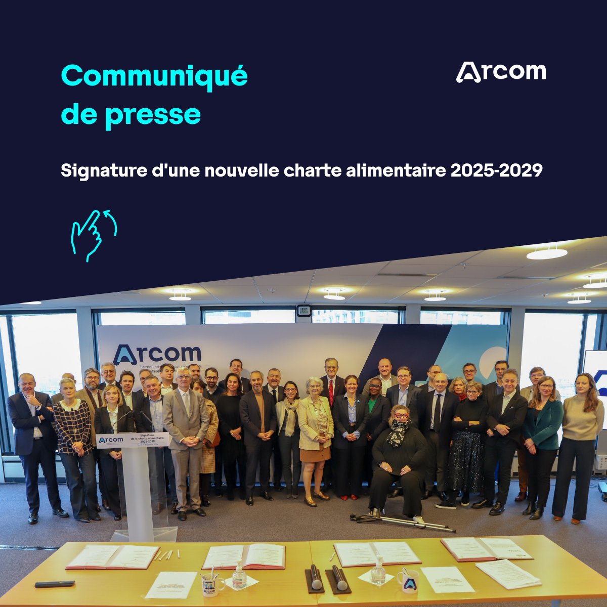 Arcom_fr's tweet photo. 🔈 #SantéPublique | Signature d’une nouvelle charte alimentaire 2025-2029 🔽

Le communiqué de presse : https://t.co/rlZv5Rm3vL