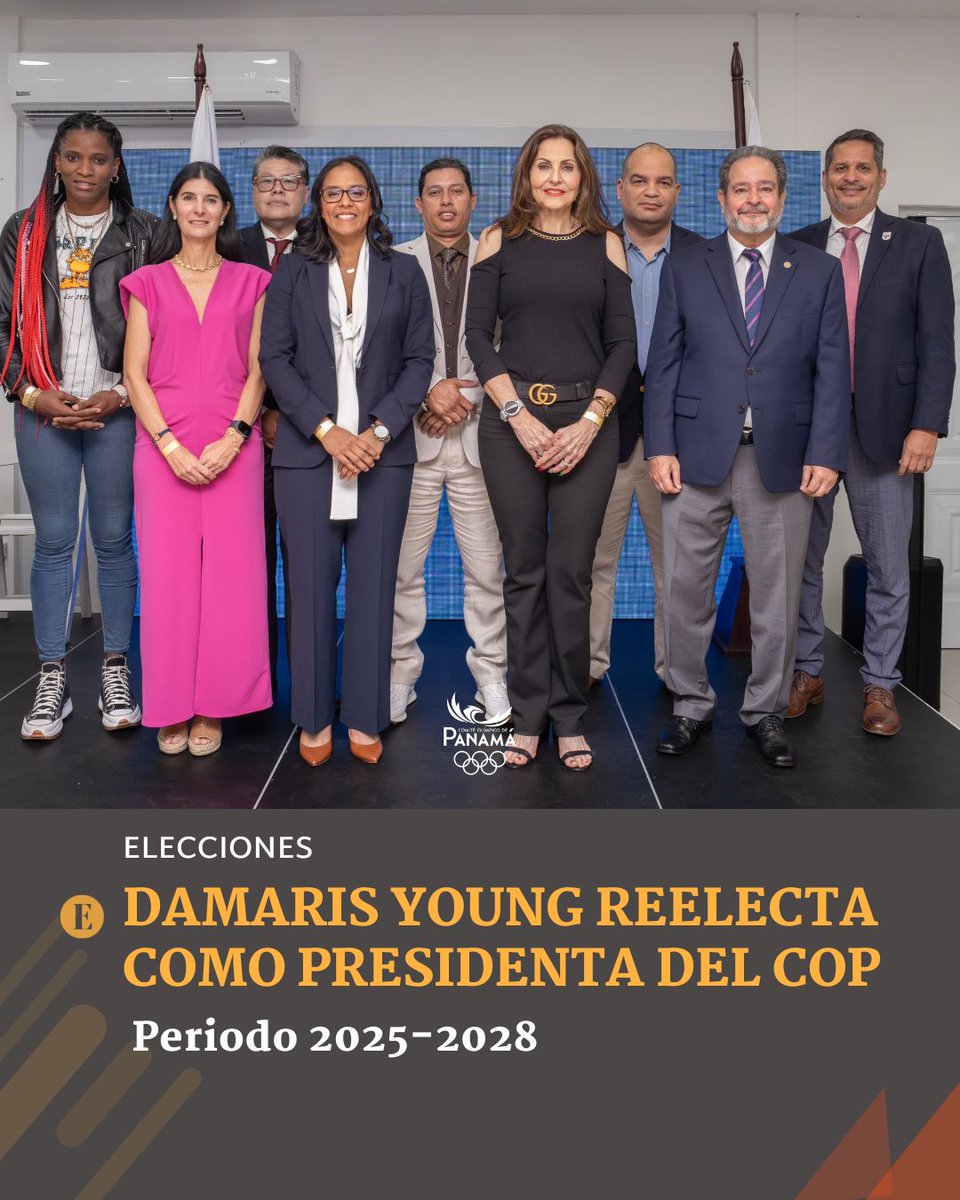 Damaris Young reelecta como presidenta del Comité Olímpico de Panamá para el periodo 2025-2028.
▪️Vicepresidenta: Solmoraine Ameglio
▪️Secretaria General: Anamae Orillac 
▪️Tesorero: Emilio Wong