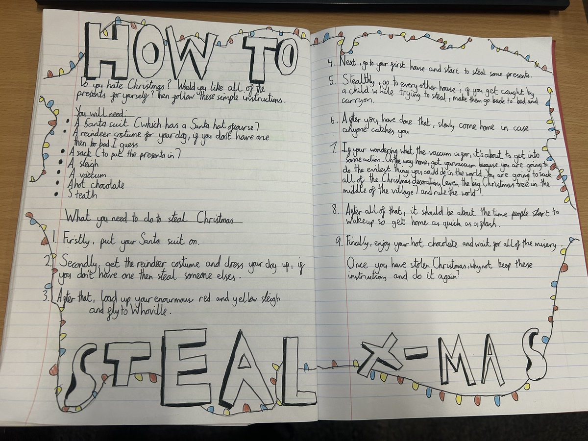 latimerprimary's tweet image. #ClassSP have written instructions - in the style of the Grinch - on how to steal Christmas. Look how fabulous they are! #LatimerEnglish