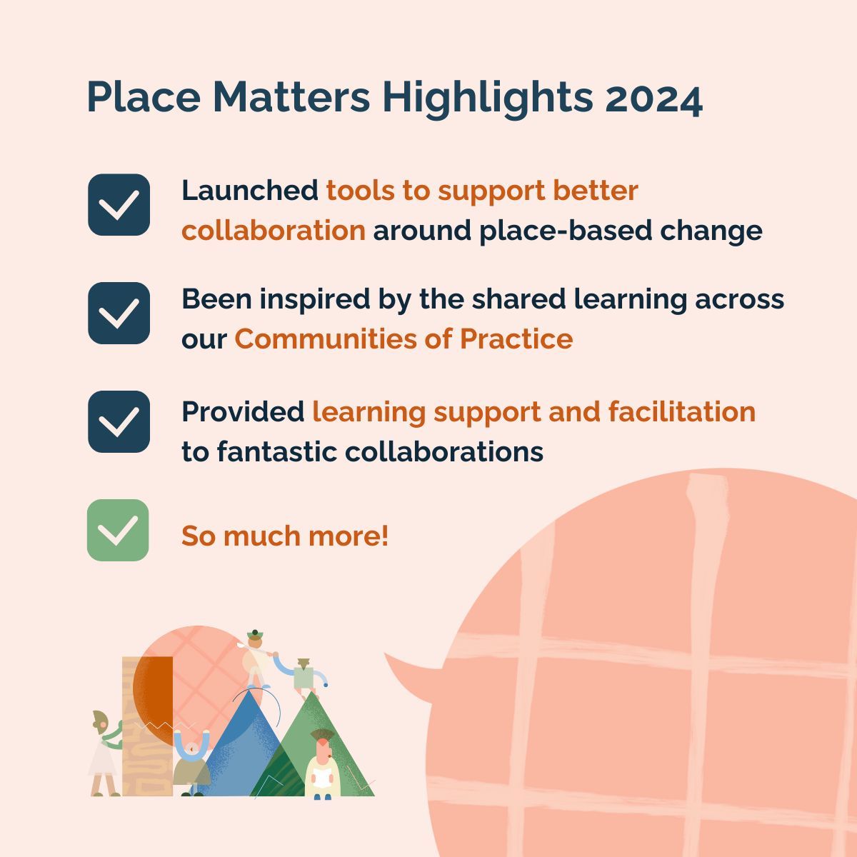 As 2024 ends, we've reflected on a pivotal year of opportunities.

Whilst celebrating our highlights, true #SystemicChange stems from transparency, collaboration, and shared learning. Stay tuned for our #PlaceMatters insights!

What lessons, challenges, &amp; wins shaped your 2024?💫