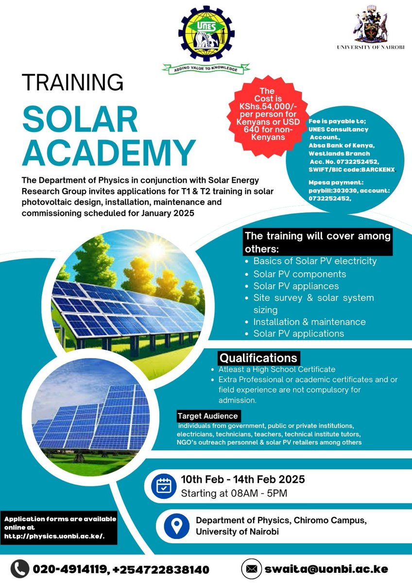 UNESLIMITED's tweet photo. Ready to harness the power of the sun? 🌞Level up your solar skills! Join the Solar Academy training program and learn everything from design to installation. 🛠️ #SolarEnergy #Training #CleanEnergy https://t.co/Htxbk4vY5G