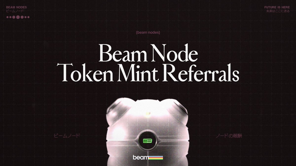BeamFDN's tweet photo. Referrals.
Head over to https://t.co/TxMdVuVqJA to copy your referral code.
When someone uses your referral code to mint Node Tokens, they get a 5% discount off their purchase.
You earn 5% of their total mint fee.
The entire system is based on immutable smart contracts.