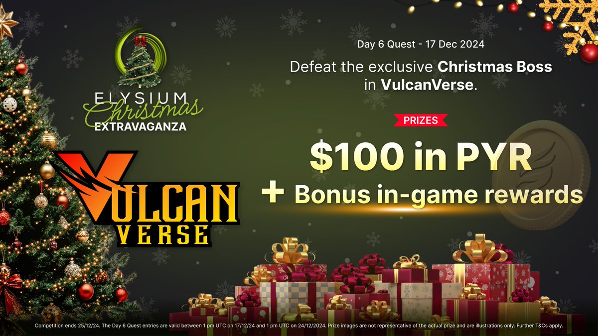 Elysium_VF's tweet image. 🎮 Time for some MMORPG fun! To enter Day 6's quest: 
 
➡️ Enter @VulcanVerse: studios.vulcanforged.com, sign in, and defeat the special raid boss. 
 
➡️ Share a snip in the general-chat channel of our discord. 
 
🔄 Like and reply to boost your chances. 
 
🎁 $100 in $PYR + bonus…
