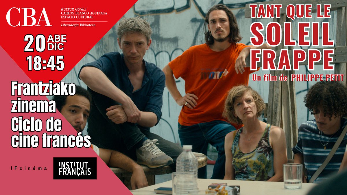 ¡Apunta en la #agenda ! 
Este viernes tienes una cita con el #cinefrancés.  
¡Te esperamos!   

📅viernes, 20 diciembre ·⏰18:45   
🎬Tant que le soleil frappe · Philippe Petit · 2022
🗣️VOSE 
En colaboración con <a href="/If_Bilbao/">Institut français de Bilbao</a>
Invitaciones: 📞943505421