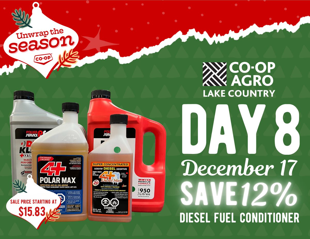 🎉 It's Day 8 of Agro 12 Days of Deals! 🎉

TODAY ONLY – Save on Diesel Fuel Conditioner, with prices starting at just $15.83! Stock up today to keep your diesel engine running smoother this winter.