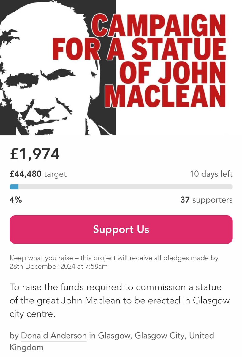 Special thanks to the Fire Brigades Union Scotland for their generous  donation. It is vital that we see a statue of Maclean erected in Glasgow, so make a donation now and help gift Scotland a well deserved present 🏴󠁧󠁢󠁳󠁣󠁴󠁿🎁🏴󠁧󠁢󠁳󠁣󠁴󠁿

DONATE NOW 👇🏼

crowdfunder.co.uk/p/campaign-for…

#MacleanCampaign