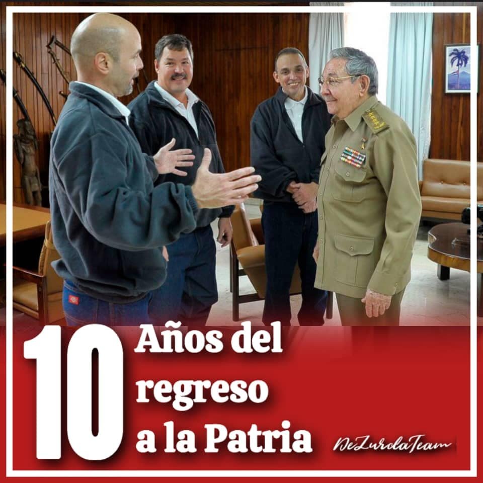 Día grande para la patria. #Fidel lo dijo "Volverán" y se cumplió.   
A 10 años de su regreso Libres y Fieles a la #Revolución #DePieYCombatiendo 
#YoSigoAMiPresidente
<a href="/DiazCanelB/">Miguel Díaz-Canel Bermúdez</a>