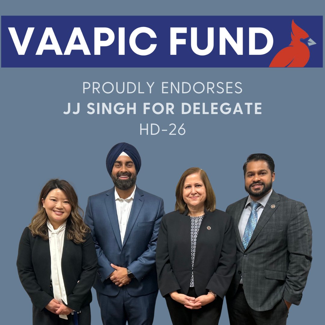 VAAPIC Fund (@vaapicfund) on Twitter photo We are proud to endorse <a href="/SinghforVA/">Delegate JJ Singh</a> in #HD26! A son of immigrants, Peace Corps volunteer, small business leader, and public servant who understands the power of hard work and community. Learn more about his campaign & make a plan to vote on January 7th: jjsingh.com We are proud to endorse <a href="/SinghforVA/">Delegate JJ Singh</a> in #HD26! A son of immigrants, Peace Corps volunteer, small business leader, and public servant who understands the power of hard work and community. Learn more about his campaign & make a plan to vote on January 7th: jjsingh.com