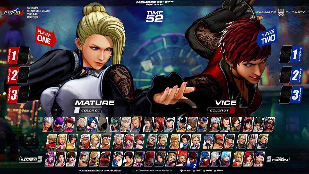AhlexTerry's tweet photo. Comparação da tela de seleção final de KOF XV: Oficial vs @dilcasty 

#KOFXV #Mature #Vice #KOF15 #KOF #ShatterAllExpectations #SNK https://t.co/uQiPZ6Zuzg