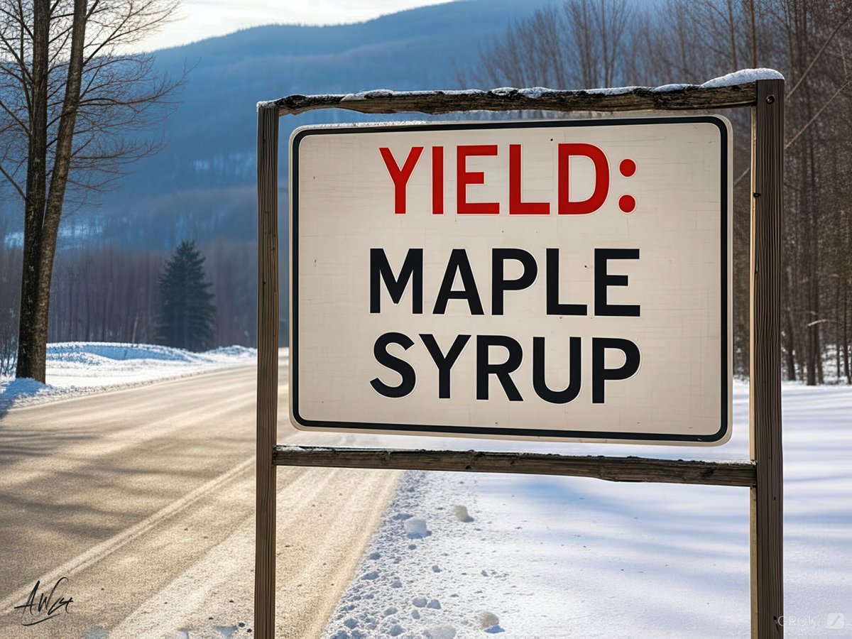 beachtv's tweet image. Somewhere out there, in a forest thick with secrets, a tap drips amber gold into a tin pail while the trees stand still, stoic and ancient, like monks in a cathedral of silence.

#NationalMapleSyrupDay #MapleSyrup #FunnyFood #AiArt #AiPhotography