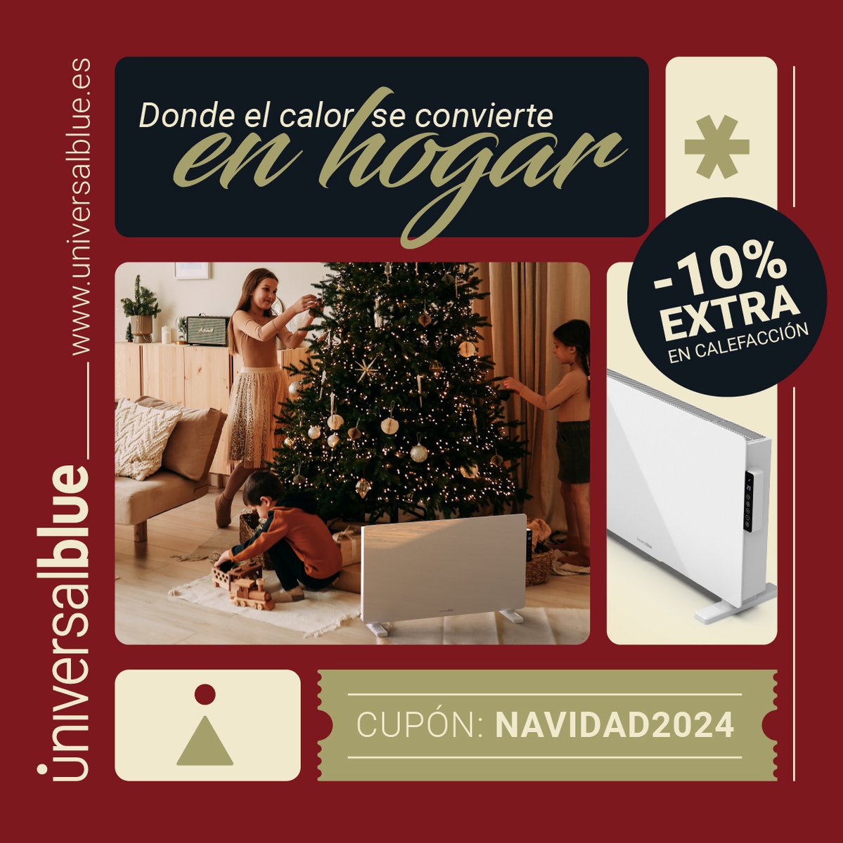 universalblueEs's tweet photo. 🎄🎁  El mejor regalo para tu hogar: calor y confort esta Navidad 🎄🎁 

Disfruta de un 10% de descuento EXTRA en calefacción 🤩

¡Haz que tu hogar sea el más cálido estas fiestas!

#UniversalBlue #Calefacción #Navidad #Navidad2024 #Descuento #Oferta https://t.co/0IlqEJGB6r