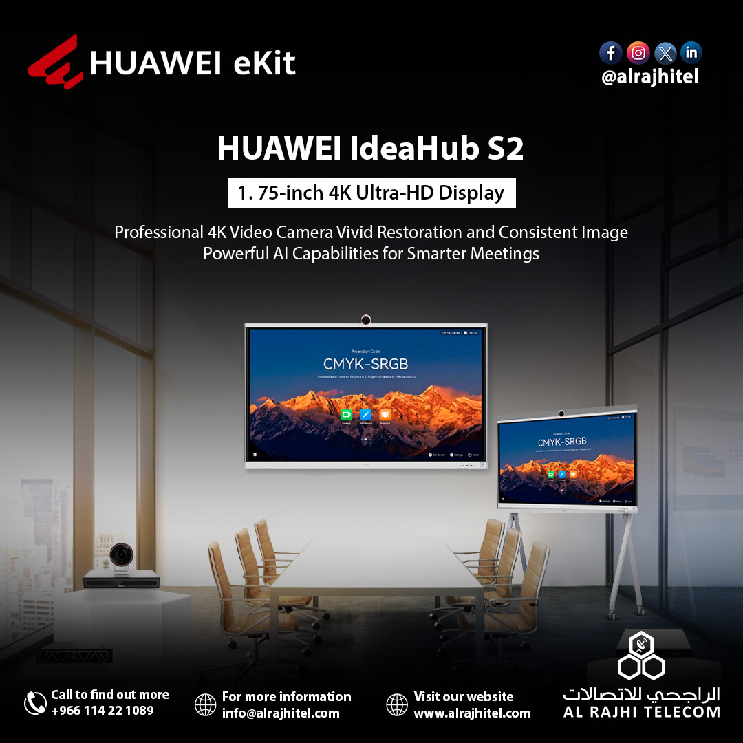 ekhalasstore's tweet photo. Revolutionize your meetings with HUAWEI IdeaHub B2-75! Cutting-edge collaboration, stunning 4K display, and seamless connectivity.
#HuaweiIdeaHubB275 #CollaborationSolutions #SmartMeetings #4KDisplay #InteractiveDisplay #AdvancedAudio #SeamlessConnectivity #TeamworkMadeEasy https://t.co/tNucqlQQ5P