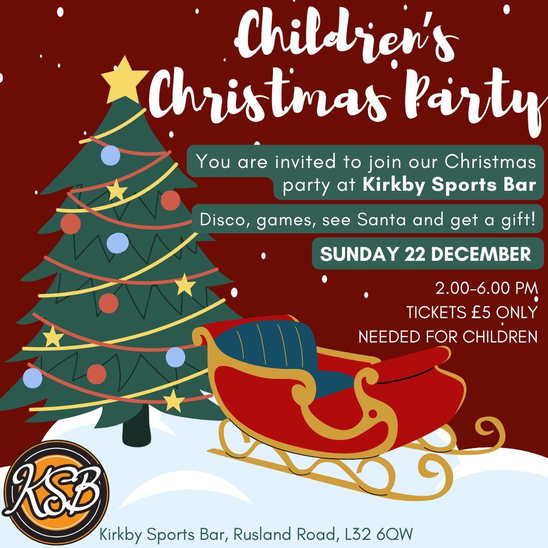 Tickets still available behind the bar for our children's Christmas party. Disco, games, see Santa + free gift!