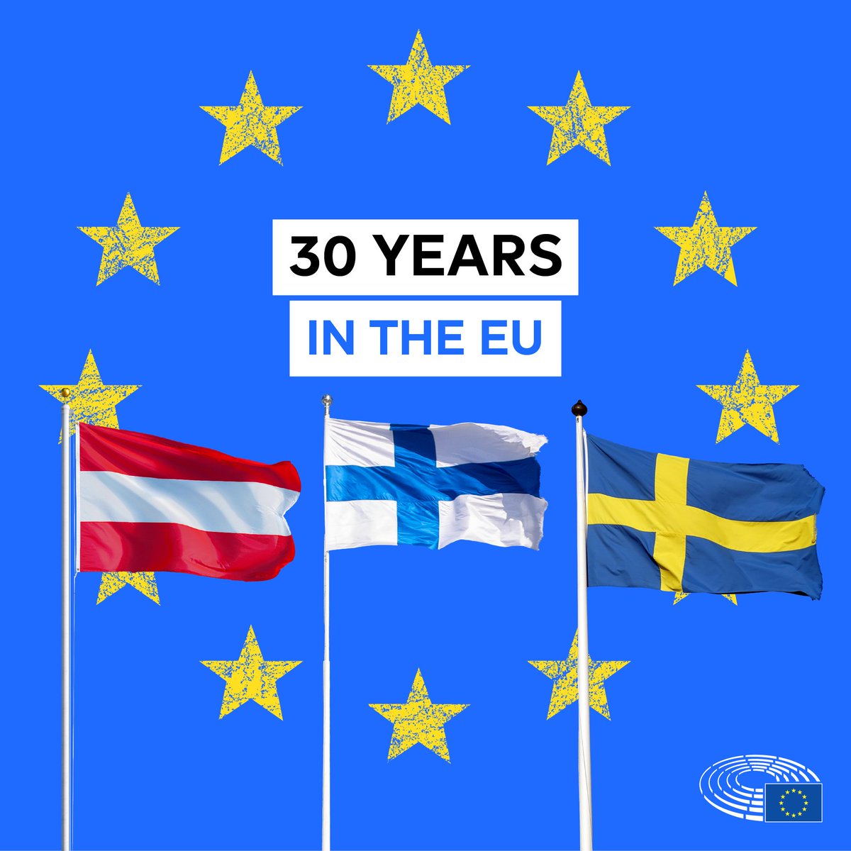 Europarl_EN's tweet photo. 30 years ago,  Austria 🇦🇹, Finland 🇫🇮  and Sweden 🇸🇪  joined the European Union. Let's congratulate these EU countries on this anniversary!

Are you from one of these countries? What kind of positive change did it bring to your country? https://t.co/6BY46yYrom